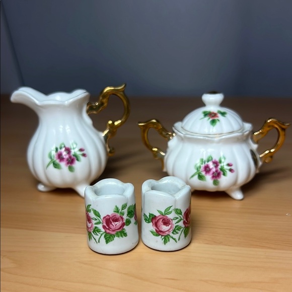 Vintage Other - Vintage Mini Creamer and Sugar Bowl with Lid AND candle holders